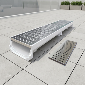 <span class=keywords><strong>Caniveau</strong></span> de drainage souterrain U300-300 pour allée, canal de drainage en résine et béton avec couvercle en acier inoxydable - Product Image 1