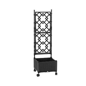 Treillis pour plantes en plastique noir avec base en panier tissé et roulettes, rectangulaire, 6 pieds, facile à assembler pour une utilisation en jardin - Product Image 1
