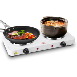 Placa Calefactora Eléctrica de Bajo Precio con 2 Quemadores, Bobina de Calentamiento Sólida de 2000W, Acero Inoxidable de Alta Calidad, Control de Temperatura Múltiple, Blanca, para Cocina Doméstica - Product Image 1