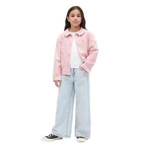 Produttore Logo personalizzato cotone/Pol <span class=keywords><strong>Denim</strong></span> rosa manica lunga ragazze camicie giacche per bambini con tasca per adolescenti Outdoor Wear - Product Image 5
