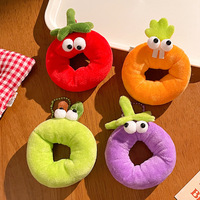 Pendentif en peluche 3D Donut Fruité de dessin animé, Porte-clés en peluche amusant avec yeux et légumes, Jouet doux et moelleux, Décoration de sac à dos, Cadeau d'anniversaire
