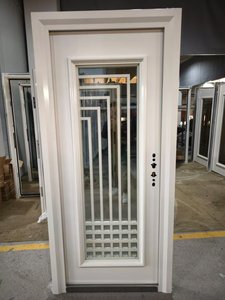 <span class=keywords><strong>Porta</strong></span> <span class=keywords><strong>in</strong></span> Acciaio e <span class=keywords><strong>Legno</strong></span> con Vetro, Elegante Ingresso Luminoso - Product Image 3