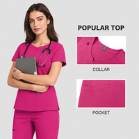 Ensemble de Blouse et Pantalon Médical Bleu Royal pour Femme, Extensible 4 Directions, Séchage Rapide, Uniforme d'Infirmière avec Poches Cargo, Vente en Gros OEM ODM