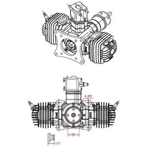 Motor de Gasolina <span class=keywords><strong>EME</strong></span> de 70cc, 7000 RPM, Bicilíndrico, <span class=keywords><strong>Dos</strong></span> Tiempos, Escape Lateral, Refrigerado por Aire, para Avión RC, Dron, VTOL - Product Image 6