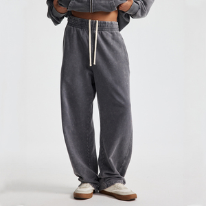 OEM 남자 빈티지 특대 와이드 레그 땀 바지 사용자 정의 로고 헤비급 운동복 산성 세척 스트레이트 다리 고민 헐렁한 스웨트 팬츠 - Product Image 1