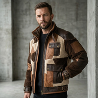 Veste pull zippée intégrale en polaire moelleuse vintage pour homme, style patchwork, fabrication OEM/ODM sur mesure, poids lourd