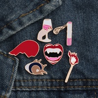 Broche de labios rojos esmaltados, para vino, cigarrillos, ojos, corazón, chaqueta, joyería de moda, Pin de solapa