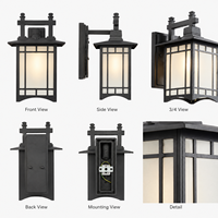 Lampe murale d'extérieur 5W E27 IP54, lanterne en aluminium et verre 220V avec ampoule pour porche, patio, cour, villa, éclairage extérieur LED