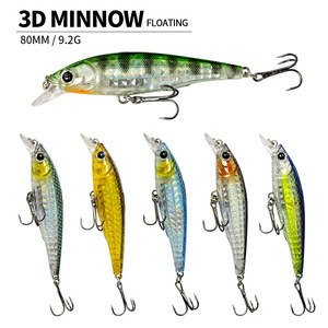Esca Artificiale Galleggiante 3D da 80mm 9.2g con Occhi, in ABS, <span class=keywords><strong>per</strong></span> Pesca in Acqua Salata, <span class=keywords><strong>Spigola</strong></span> e Trota, Oceano e Acqua Dolce - Product Image 6