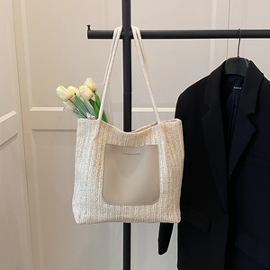 2025 mùa hè hợp thời trang rơm công suất lớn túi của phụ nữ dệt <span class=keywords><strong>Tote</strong></span> bãi biển túi - Product Image 3