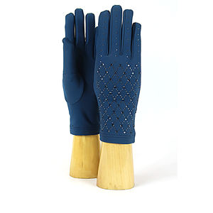 Fabriqué en Italie Gants pour femmes Gants de mode Gants en tissu avec strass. Étincelant et pour les occasions élégantes. Tissu extensible - Product Image 1