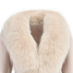 Wholesale Handmade Sew Ladies <strong>Belt</strong> Design Pocket Wool <strong>Coat</strong> With Real Fox Fur Collar Custom Womens Cashmere <strong>Coats</strong> - Product Image 4