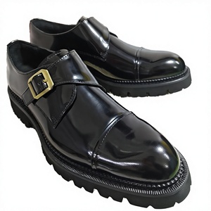 Mocassins en cuir poli brillant à bout rond pour hommes, chaussures habillées élégantes noires à boucle dorée, printemps-été, semelle EVA - Product Image 2