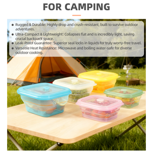 Fiambrera de silicona irrompible para niños y adultos-Contenedor de caja Bento a prueba de fugas dividido Contenedores de silicona para aperitivos con tapas - Product Image 5