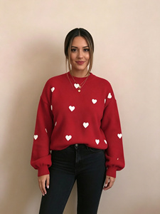 Premium Red Heart Pattern Sweater for <strong>Valentine</strong> Date and Birthday Party Wholesale Soft Texture Knitted Pullover <strong>Jumper</strong> - Product Image 5