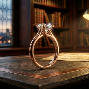 Bague de fiançailles solitaire de luxe en or rose à taille ronde pour femme, bijou minimaliste pour mariage, promesse ou anniversaire - Product Image 1