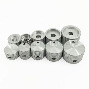 Perillas de control de potenciómetro y codificador de aluminio moleteado con rejilla plateada negra QL1416GZ de 14*16mm para equipos electrónicos, con eje dentado - Product Image 2