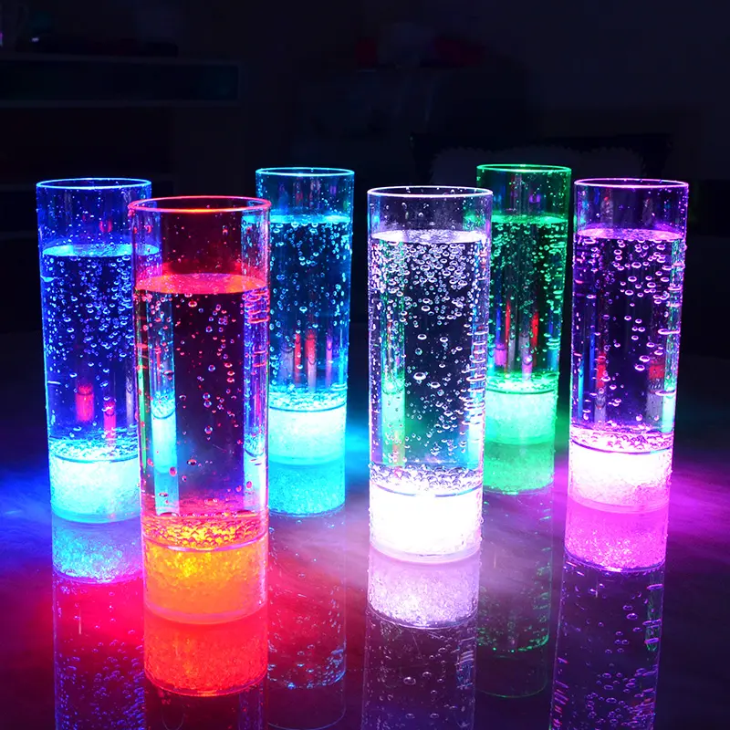 Custom Party Decoration LED Light Up Flashing Wine Beer Cup Reusable Food Grade Plastic Highball Tumbler Glasses