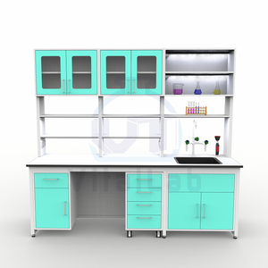 Tavoli da Laboratorio Industriali Moderni a Telaio H Rivestiti in Resina Epossidica Banco da Lavoro Resistente agli Alcali con Accessori per Lavello - Product Image 2