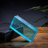 Brique en verre givré solide 50*100*200mm Couleur bleue Briques décoratives pour murs extérieurs de bâtiments industriels