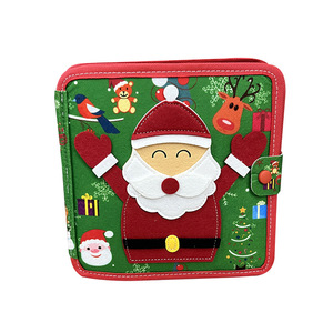 Christmas Felt Busy Board Book 20x20cm Educational Activity Toy For Babies 13-24 Months Learning Board With Santa Design - Product Image 1