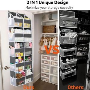 Organizador para Colgar Sobre la Puerta con 10 Bolsillos Grandes Delanteros y 10 Laterales, Organizador Colgante para Puerta de Armario para Dormitorio, Guardería o Almacenamiento de Artículos de Bebé - Product Image 3