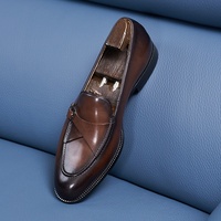 Mocassins en cuir pleine fleur pour hommes, chaussures habillées à boucle, à enfiler, pour le bureau et les occasions formelles, décontractées, pointures 37-48