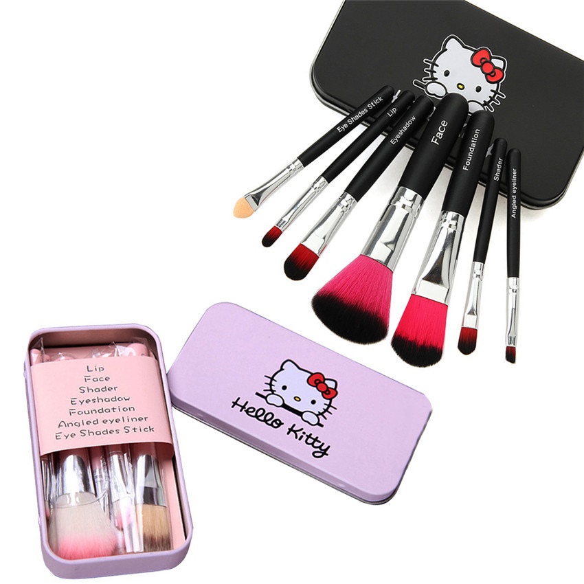 Набор розовых кистей для макияжа hello kitty, 7 шт.
