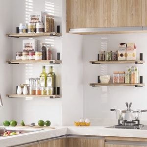Étagère murale flottante en <span class=keywords><strong>bois</strong></span>, étagère de rangement, étagère et support combinés en <span class=keywords><strong>bois</strong></span> massif, adaptée aux murs solides - Product Image 5