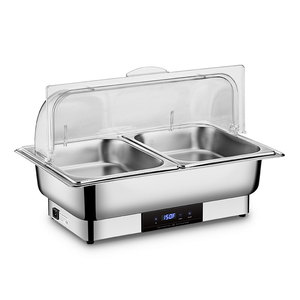 Calefacción eléctrica de acero inoxidable, lavabo de agua, estufa de Buffet, plato de frotamiento aislado de 9L, cubierta transparente para PC - Product Image 6