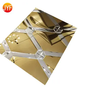 H171 Hot Selling Shiny Embossed Stainless Steel Sheet With Gold Silver Plated