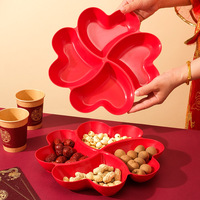 Grand récipient en plastique en forme de coeur Assiette à dessert réutilisable écologique Plateau d'apéritif aux fruits pour fête de service Couleur rouge