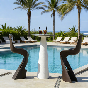 Garden Cafe Space Saving Small Bistro Set Outdoor Apartment Furniture Sculptural Design Stable Base Courtyard <strong>Breakfast</strong> <strong>Bar</strong> Nook - Product Image 1