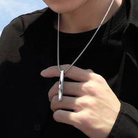 Magnifique Collier Pendentif Rectangulaire Classique Homme, Chaîne Cubaine en Acier Inoxydable pour Hommes, Cadeau Bijoux