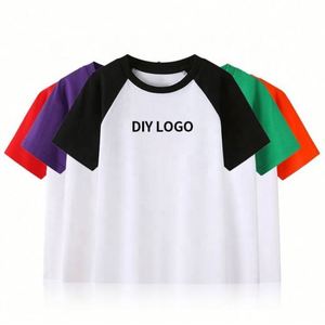 Healthy Knitted Casual Cotton Matching Color Kids Round Neck <b>T</b> Shirts with Custom Logo for Boys and Girls - Product Image 4
