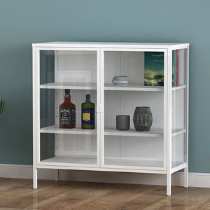 Mueble nórdico moderno para restaurante, armario de almacenamiento de <span class=keywords><strong>vajilla</strong></span> de Hotel y Buffet, aparador de vidrio de acero inoxidable - Product Image 1