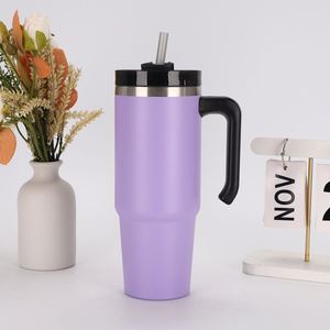 Double Wall Vacuum Thermal Mug 20oz Stainless Steel Car <b>Tumbler</b> <b>With</b> Handle <b>Straw</b> for Mixed Beverages - Product Image 1
