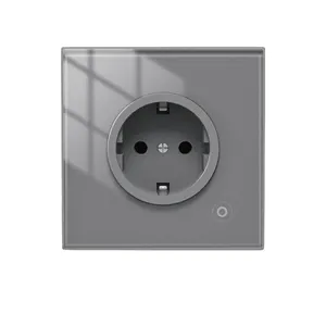 2023 new type smart in wall socket energy monitoring function hub required tuya 16A tempered glass panel wifi wall socket outlet