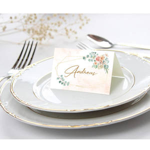 Cartes de <span class=keywords><strong>nom</strong></span> de table et de réception de mariage haut de gamme personnalisées, estampées à chaud, style rose, collection First Love - Product Image 4