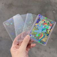 Housse de protection moderne en PVC pour cartes de visite de 3 pouces avec motif cœur/étoile, film transparent anti-poussière à face unique effet flash