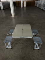 Ensemble de meubles d'extérieur de haute qualité, table à manger extensible et pliable en aluminium avec banc et 4 chaises pour utilisation dans les parcs et les hôtels