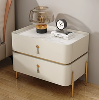 Table de chevet de luxe en bois massif blanc crème, simple, avec tiroir et pieds dorés, pour chambre à coucher
