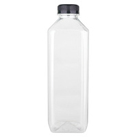 Botella de Plástico Cuadrada Francesa de 32oz (1000ml) para Jugos, Bebidas Frías Caseras, con Tapa de Rosca a Prueba de Manipulación