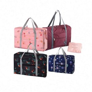 Muestra gratuita, bolsa de viaje plegable de poliéster ligera, impermeable y resistente a desgarros, con logo personalizado, para almacenamiento y fin de semana. - Product Image 1
