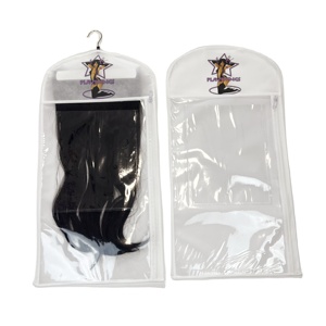 Sac d'emballage pour Extension de cheveux, de bonne qualité, blanc, personnalisé, fermeture éclair, stockage de perruque en Pvc - Product Image 1