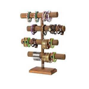 Wooden jewelry display rack, bracelet and bangle hanging rack, vintage patina decorative solid wood jewelry <b>shelf</b> - Product Image 1