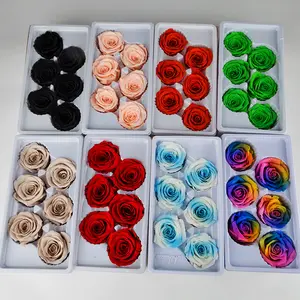 B-grade Eternal Flower Material Gift Box 6 Flowers Immortal Dried Rose Artificial Preserved Head Roses For Wedding Valentine