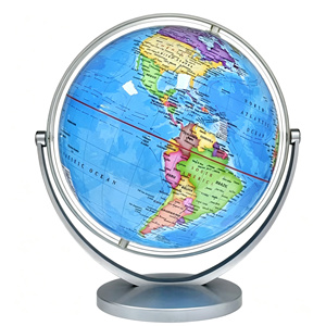 Globo Terrestre Politico Blu 8 Pollici in Plastica Trasparente con Mappa dell'Oceano, Supporto ABS Rotante/Scrivibile/Cancellabile, Educativo da Scrivania - Product Image 2