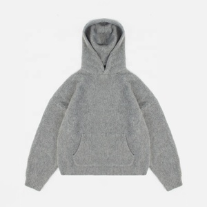 Áo len chui đầu thoải mái cho nam Áo Hoodie dày đan Chunky Áo trùm đầu dệt kim mềm mại ấm áp giản dị mùa đông - Product Image 4