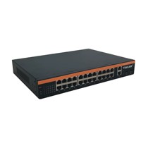 Conmutador PoE Gigabit TiNCAM de 28 Puertos, 24 Puertos 802.3af/at PoE + 2GE + 2 SFP 300W para CCTV, WiFi AP